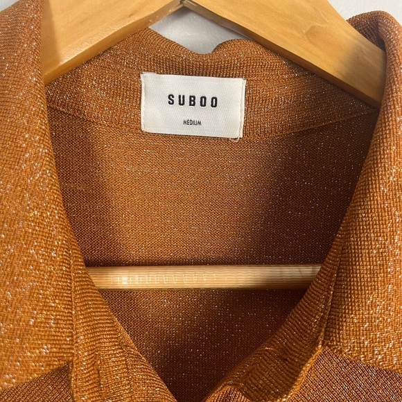 Suboo Revolve Asha Lurex Shirt Dress in Rust size medium midi sexy - Picture 4 of 9